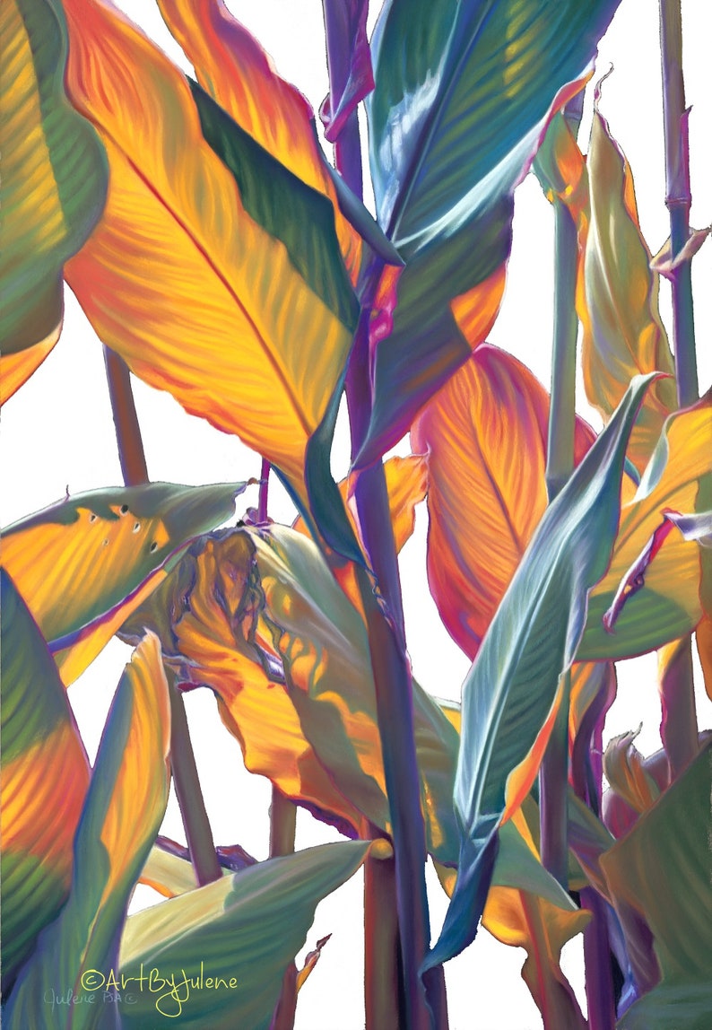 Tropical Leaf Art Tropical Leaf Drawing | Etsy