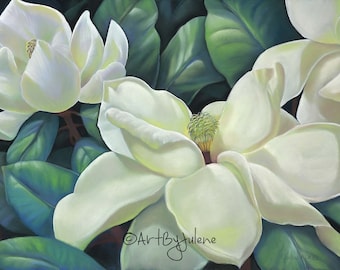White Magnolia Flower Art Print