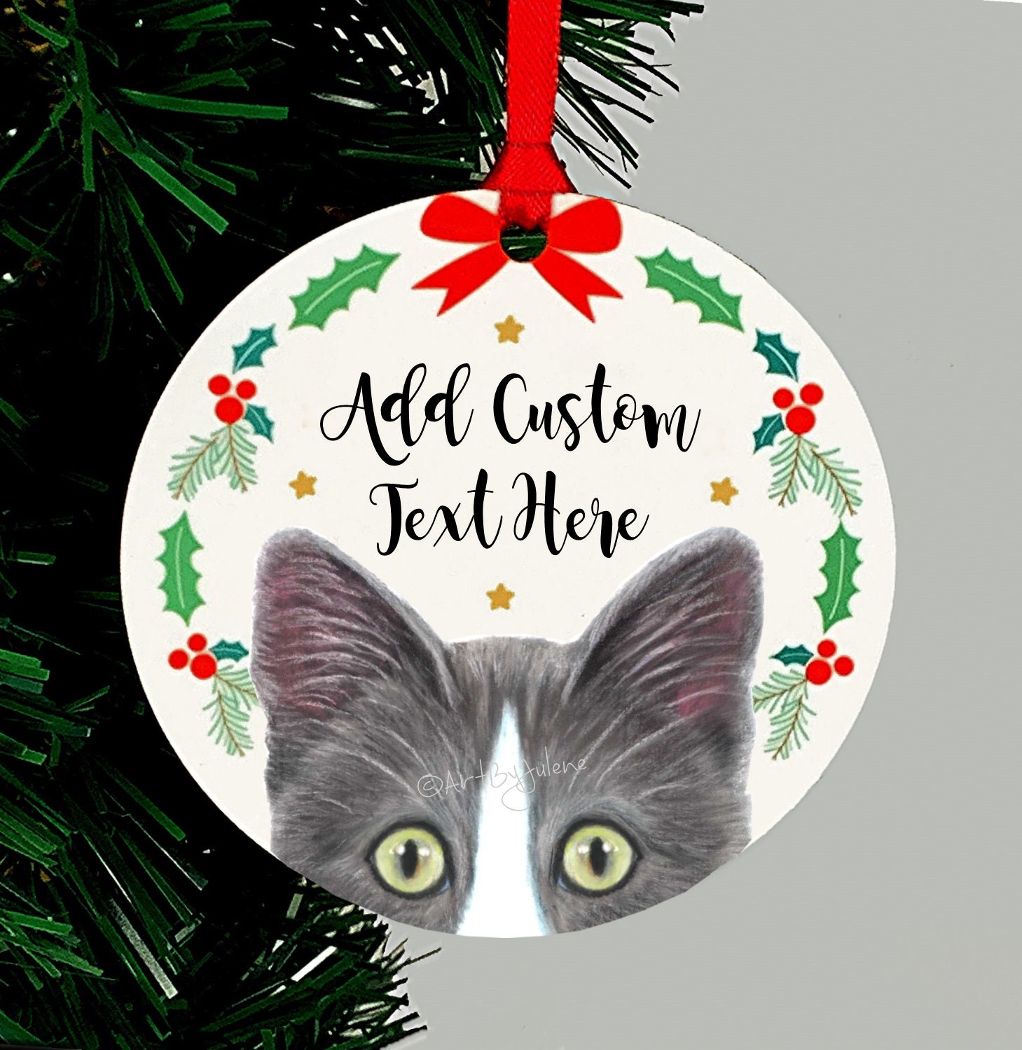 Personalized Tuxedo Cat Christmas Ornament: Holiday Keepsake Gift - Etsy