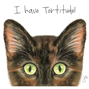 Tortie Cat Art Print, Personalized Tortoiseshell