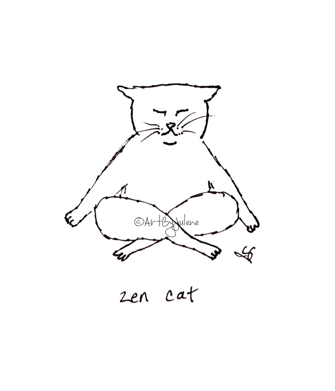 Cat Art Zen Cat Yoga Cat Lover Gift Meditation Cat Yoga Etsy