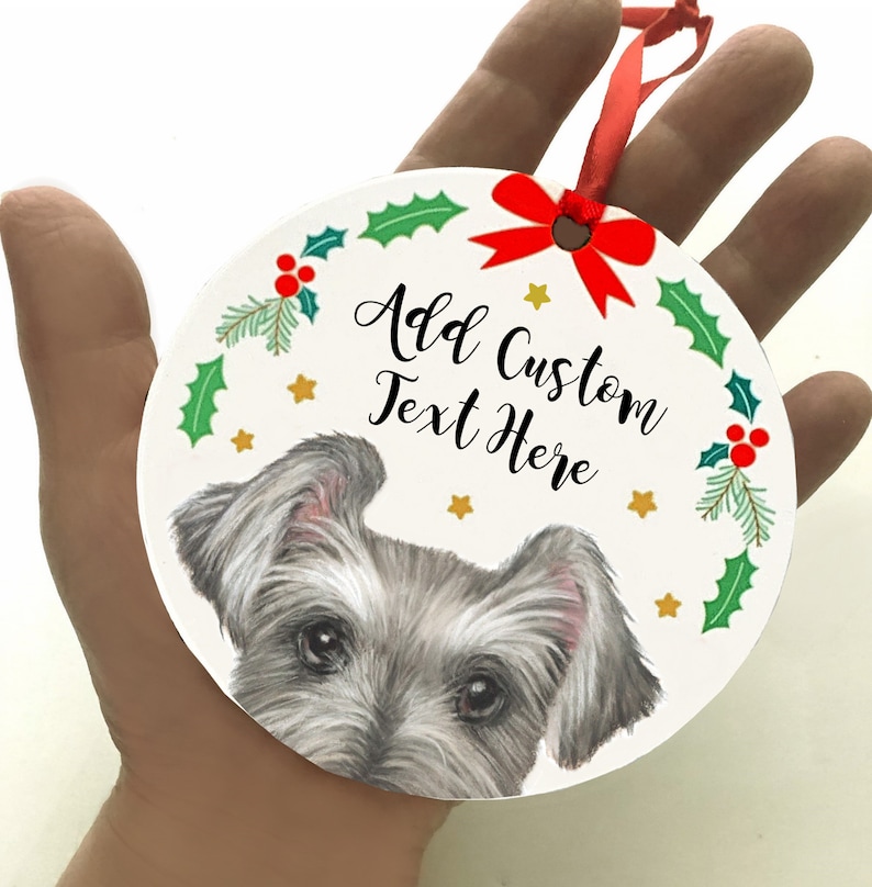 Schnauzer Christmas Ornament Gray Schnauzer Gift Includes  Etsy
