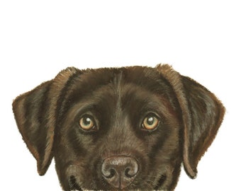 Chocolate Labrador Art: Framed Hand-Painted Pastel Dog Portrait, 5x7