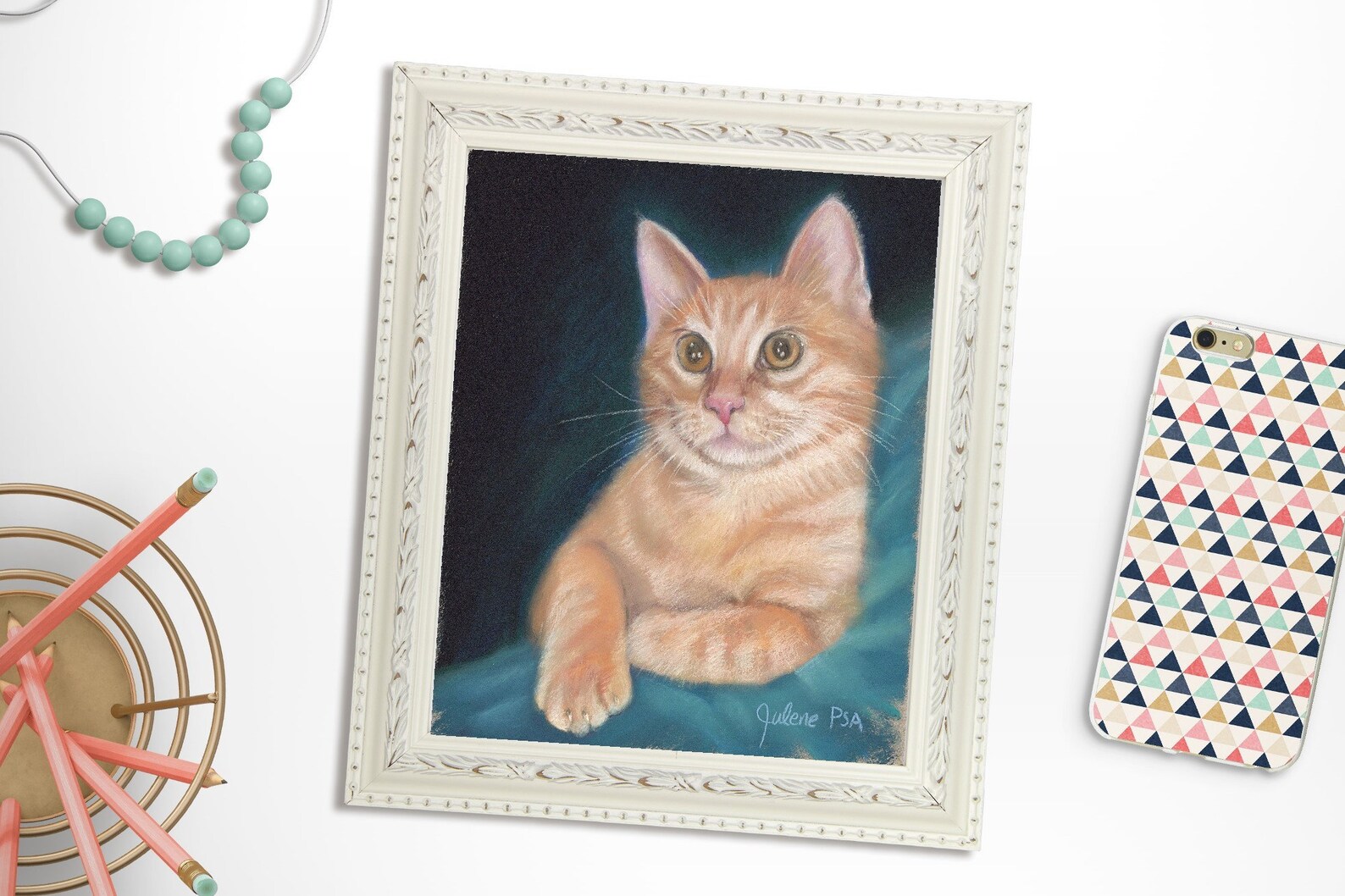 Cat Art Orange Tabby Cat Orange Cat Gift Etsy