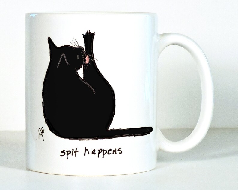 Cat Mug, Personalized Funny Cat, Crazy Cat Lady Black Right Hand Mug