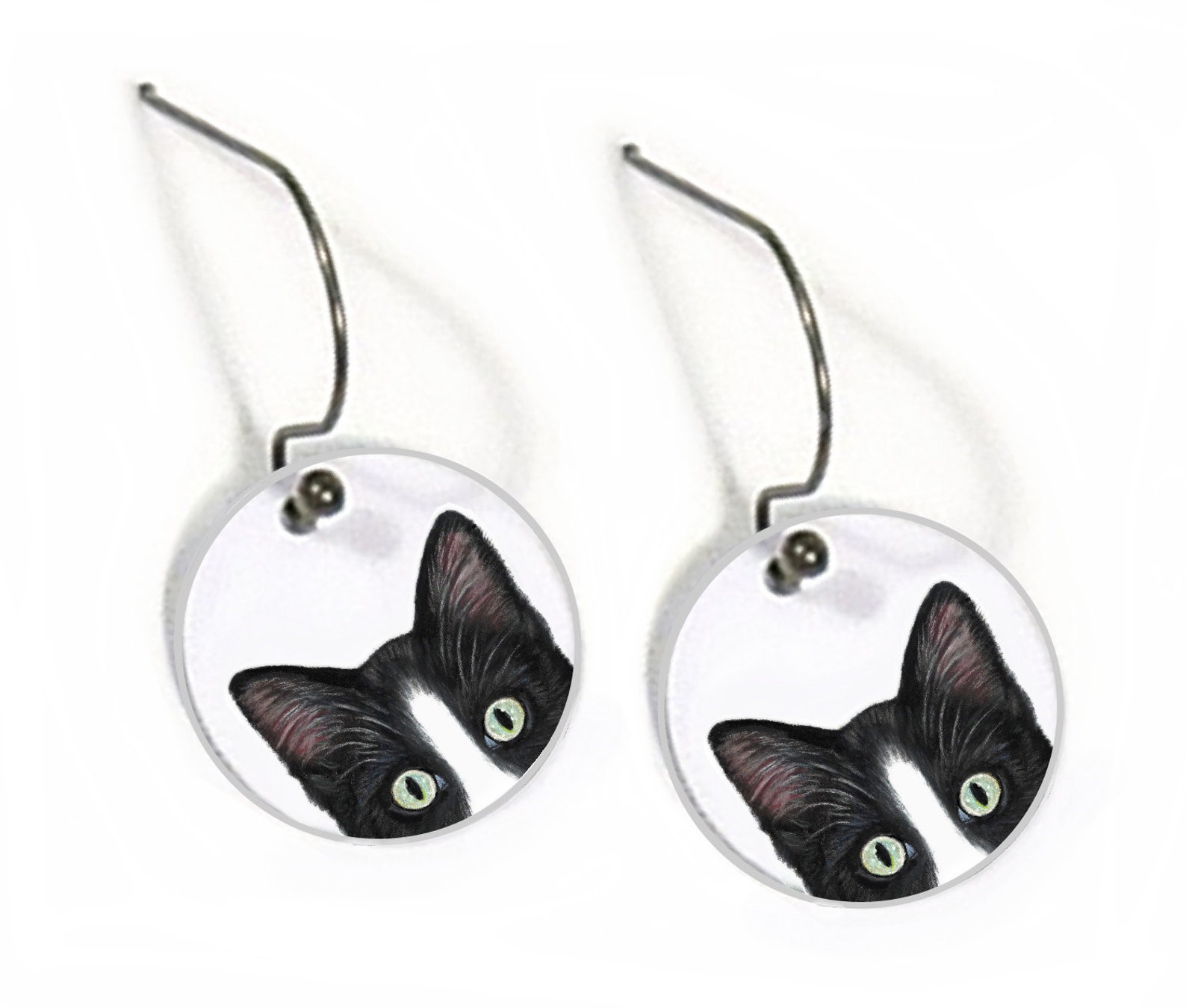 Cat Earrings Tuxedo Cat Earrings Etsy
