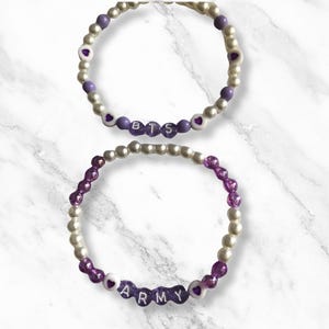 BTS Beaded Bracelet | Handmade K-POP Bracelet | Stretch Charm Bracelet | Merch Gift for Kpop Fan