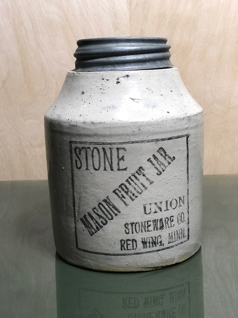 Vintage Red Wing Stone Mason Fruit Jar with Hazel Atlas Lid Etsy