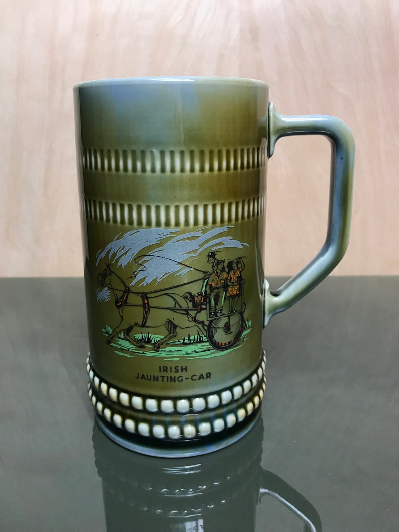 Vintage Wade Irish Porcelain Irish Jaunting-Car Made in Ireland 1950s Mug Stein