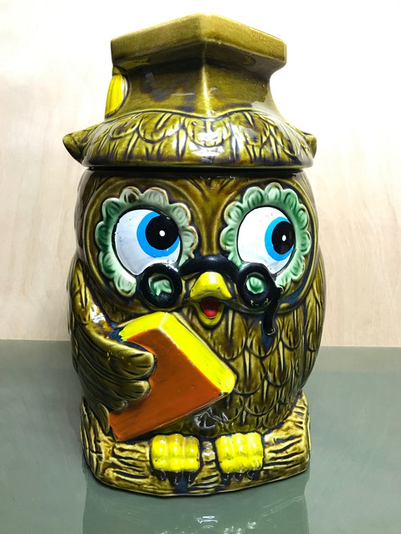 Vintage Wise Owl Cookie Jar Japón Frasco de galletas Etsy España