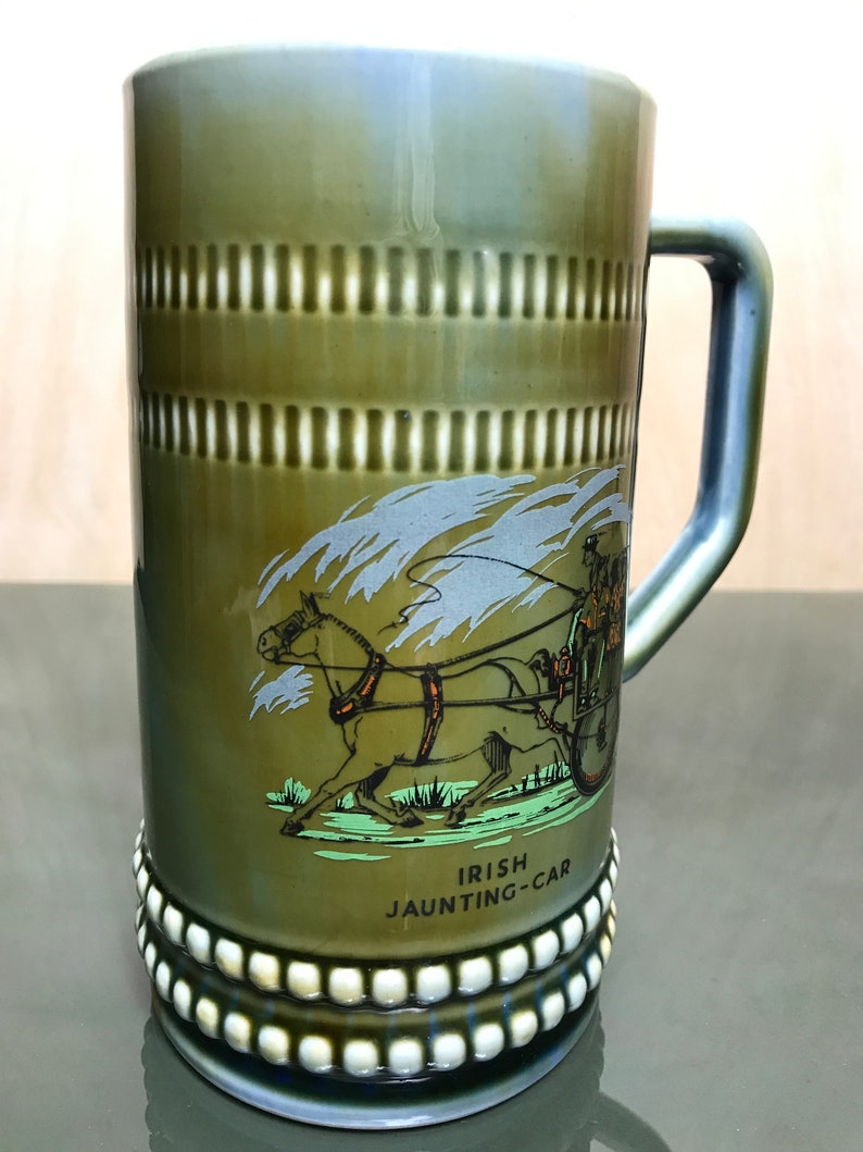 Vintage Wade Irish Porcelain Irish Jaunting-Car Made in Ireland 1950s Mug Stein