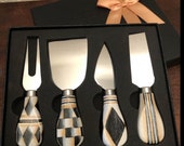 Hand-Painted Mackenzie Child 39 s Inspired 4 Piece Wooden Cheese Knife Set
