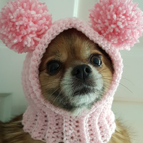 Dog Hat -Pug Hat - Pug Balaclava - Pug Bobble Hat - Pet Clothes - Dog Clothing