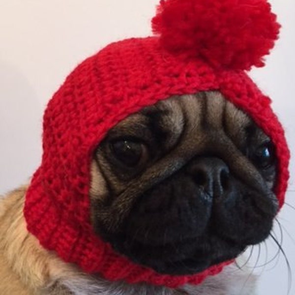 Dog Hat- Pug Hat - Pug Balaclava - Pug Bobble Hat - Pet Clothes - Dog Clothing -
