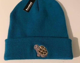 Tortoise Pug dog pet cat Logo Cuffed Beanie Unisex Hat One Size Various Colours Free Postage in UK