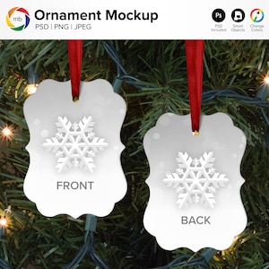 Double Sided ORNAMENT MOCKUP -  Benelux Ornament Mock Up on Tree, 2 Sided, Christmas Mockup, Blank Ornament Mockup - Psd, Png & Jpg
