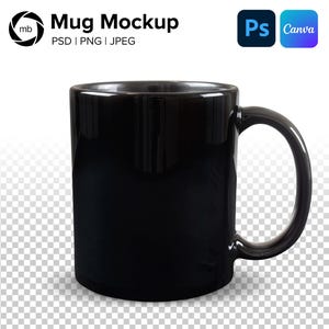 Black 11oz Mug Mockup: Glossy PSD, PNG, JPG (Digital Download)