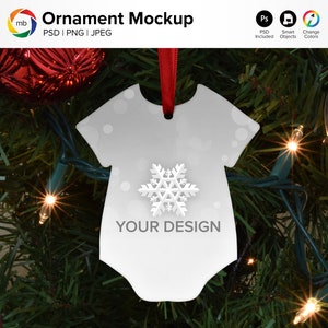 Onesie Ornament Mockup: Christmas Tree (PSD, PNG, JPG)