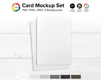 A5 Card Mockup Bundle: Rustic Backgrounds, PSD PNG JPG (Digital Download)