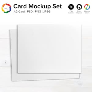 A2 Greeting Card Mockup with Envelope, Thank You Card Mock-Up, Rustic Wedding Invitation Mockup, Birthday Card Mock Up - PSD, PNG, JPG