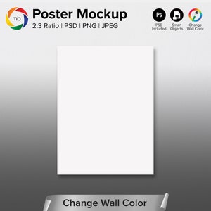 2:3 Ratio Poster Mockup - Art Print Mockup for 6x9, 12x18, 16x24, 20x30, 24x36, Minimal Painting Mockup, Change Color  - Jpeg, Png, Psd