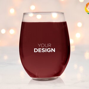 Stemless Wine Glass Mockup: Red Wine & Lights (Jpeg Digital Download)