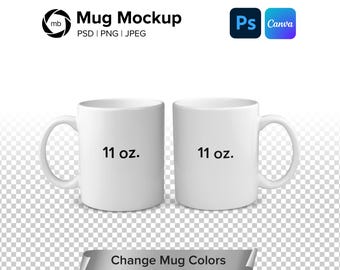 Mug Mockup 11oz - Two Mug Mockup, Mug Mockup PSD, Mockup Mug, Coffee Mug Mockup White Background, Mug png, Mock Up - PSD, PNG, Jpg