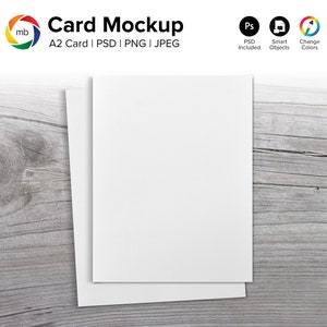 A2 Greeting Card Mockup with Envelope, Thank You Card Mock-Up, Rustic Wedding Invitation Mockup, Birthday Card Mock Up - PSD, PNG, JPG
