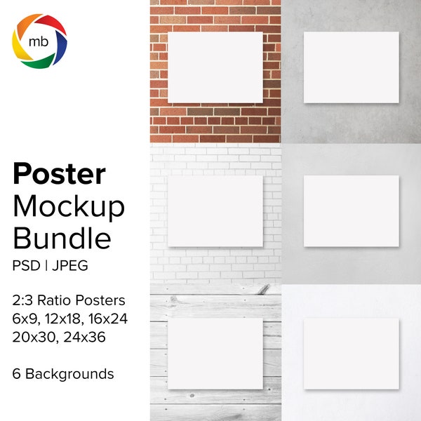 2:3 Ratio Poster Mockup Bundle - Art Print Mockup for 6x9, 12x18, 16x24, 20x30, 24x36, Minimal Painting Mockup, Art Mockup- Jpeg & Psd