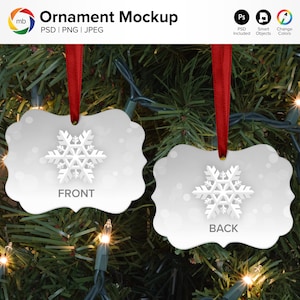 Double Sided ORNAMENT MOCKUP -  Benelux Ornament Mock Up on Tree, 2 Sided, Christmas Mockup, Blank Ornament Mockup - Psd, Png & Jpg