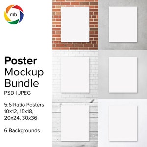 5:6 Ratio Poster Mockup Bundle - Art Print Mockup for 10x12, 15x18, 20x24 and 30x36, Wall Art Mockup, Painting Mockup - PSD & Jpg