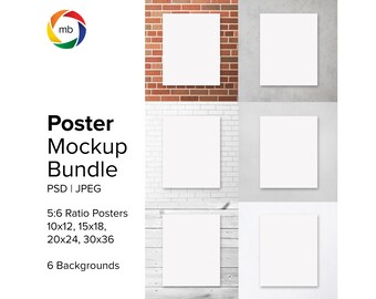 5:6 Ratio Poster Mockup Bundle - Art Print Mockup for 10x12, 15x18, 20x24 and 30x36, Wall Art Mockup, Painting Mockup - PSD & Jpg