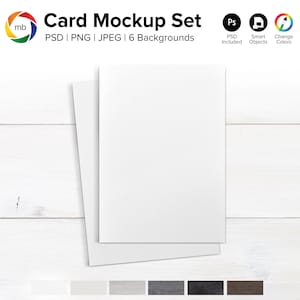A6 Greeting Card Mockup Bundle with Envelope, Thank You Card Mockup, Rustic Wedding Invitation Mockup, Birthday Card Mockup - PSD, PNG, JPG