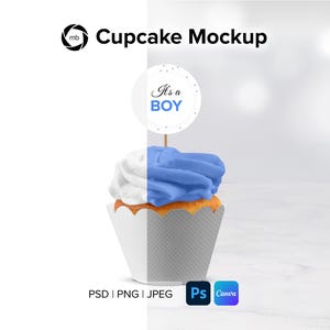 Gold Cupcake Topper Mockup: Editable PSD, JPG, PNG (Digital Download)
