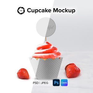 Cupcake Topper Mockup: Strawberry Shortcake PSD, JPG (Digital Download)