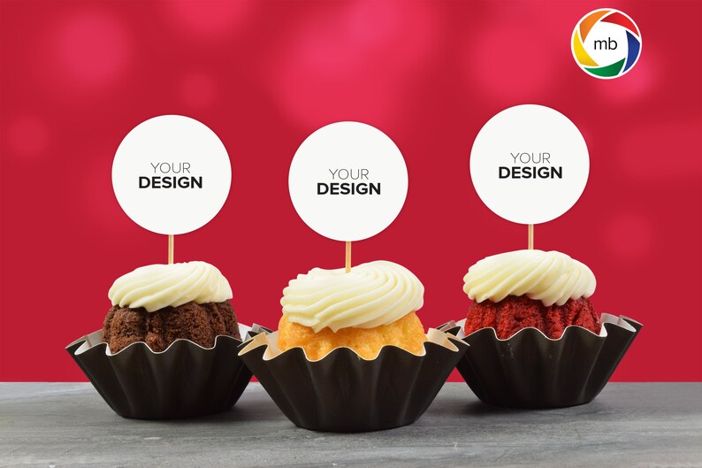 Download VALENTINE CUPCAKE MOCKUP Cupcake Toppers Mockup Topper | Etsy