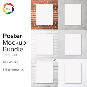 A4 Poster Mockup Bundle - A4 Art Print Mockup, Canvas Mockup, Card Mockup, Wall Art Mockup, Painting Mockup, Art Mock - Jpeg & Psd