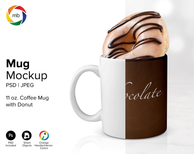 Download PSD MUG MOCKUP White Coffee Mug Mockup with Donut White Mug | Etsy