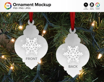 Double Sided ORNAMENT MOCKUP -  Vintage Ornament Mock Up on Tree, 2 Sided, Christmas Mockup, Blank Ornament Mockup - Psd, Png & Jpg