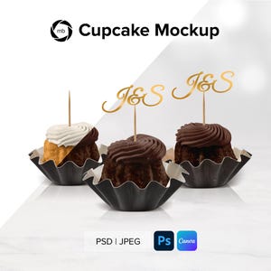 Cupcake Topper Mockup - Cupcake Mockup PSD, Wedding Cupcake Mockup, Cupcake Mock Up, Birthday Party Mockup, Baby Shower Mockup - PSD, JPG