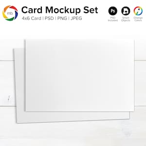 4x6 Greeting Card Mockup with Envelope, Thank You Card Mock-Up, Rustic Wedding Invitation Mockup, Birthday Card Mock Up - PSD, PNG, JPG