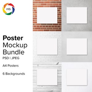 A4 Poster Mockup Bundle - A4 Print Mockup, Art Print Mockup, Canvas Mockup, Painting Mockup, Wall Art Mock, Card Mock - Jpeg & Psd