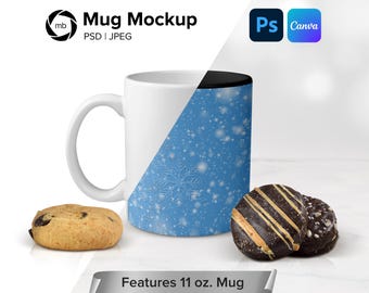11oz Mug Mockup: Christmas Holiday Scene (PSD & JPG)
