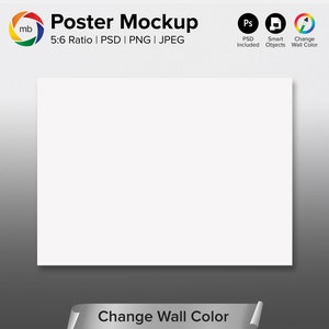 5:6 Ratio Poster Mockup - Art Print Mockup for 10x12, 15x18, 20x24 and 30x36, Wall Art Mockup, Canvas Mockup, Change Color - PSD, Jpg & Png