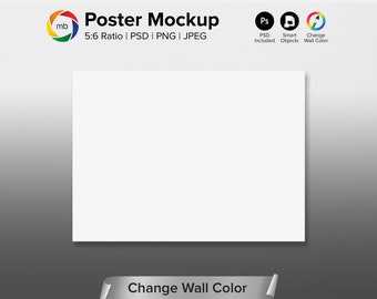 5:6 verhouding Poster Mockup - Art Print Mockup voor 10x12, 15x18, 20x24 en 30x36, Wall Art Mockup, Canvas Mockup, kleur veranderen - PSD, Jpg & Png