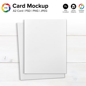 A2 Greeting Card Mockup with Envelope, Thank You Card Mock-Up, Rustic Wedding Invitation Mockup, Birthday Card Mock Up - PSD, PNG, JPG