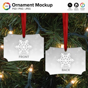 Double Sided ORNAMENT MOCKUP -  Berlin Ornament Mock Up on Tree, 2 Sided, Christmas Mockup, Blank Ornament Mockup - Psd, Png & Jpg