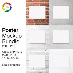 5:6 Ratio Poster Mockup Bundle - Art Print Mockup for 10x12, 15x18, 20x24 and 30x36, Wall Art Mockup, Painting Mockup - PSD & Jpg