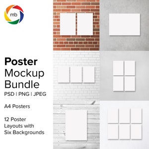 A4 Poster Mockup Bundle - Art Print Mockup, Painting Mockup, Canvas Mockup, Wall Art Mockup, Card Mockup, Artwork Mockup  - PSD & JPG