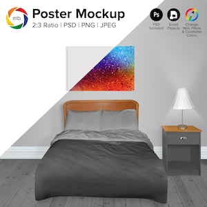 2:3 Ratio BEDROOM MOCKUP - Interior Mockup, Artwork Mockup, Art Canvas Mockup, Poster Mockup, Blank Wall Mockup - Psd, Png & Jpeg